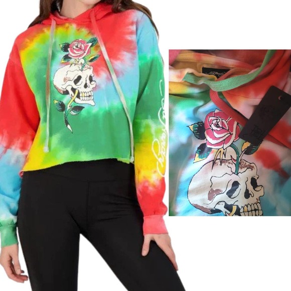 ED HARDY COLORFUL TIE DYE HOODIE SIZE L, XL NWT - Picture 3 of 3